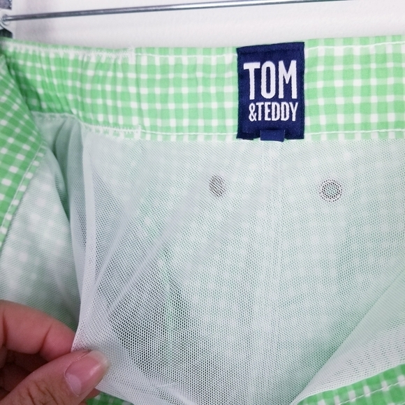 Tom & Teddy Green & White Swim Trunks Shorts size XL - Picture 8 of 10